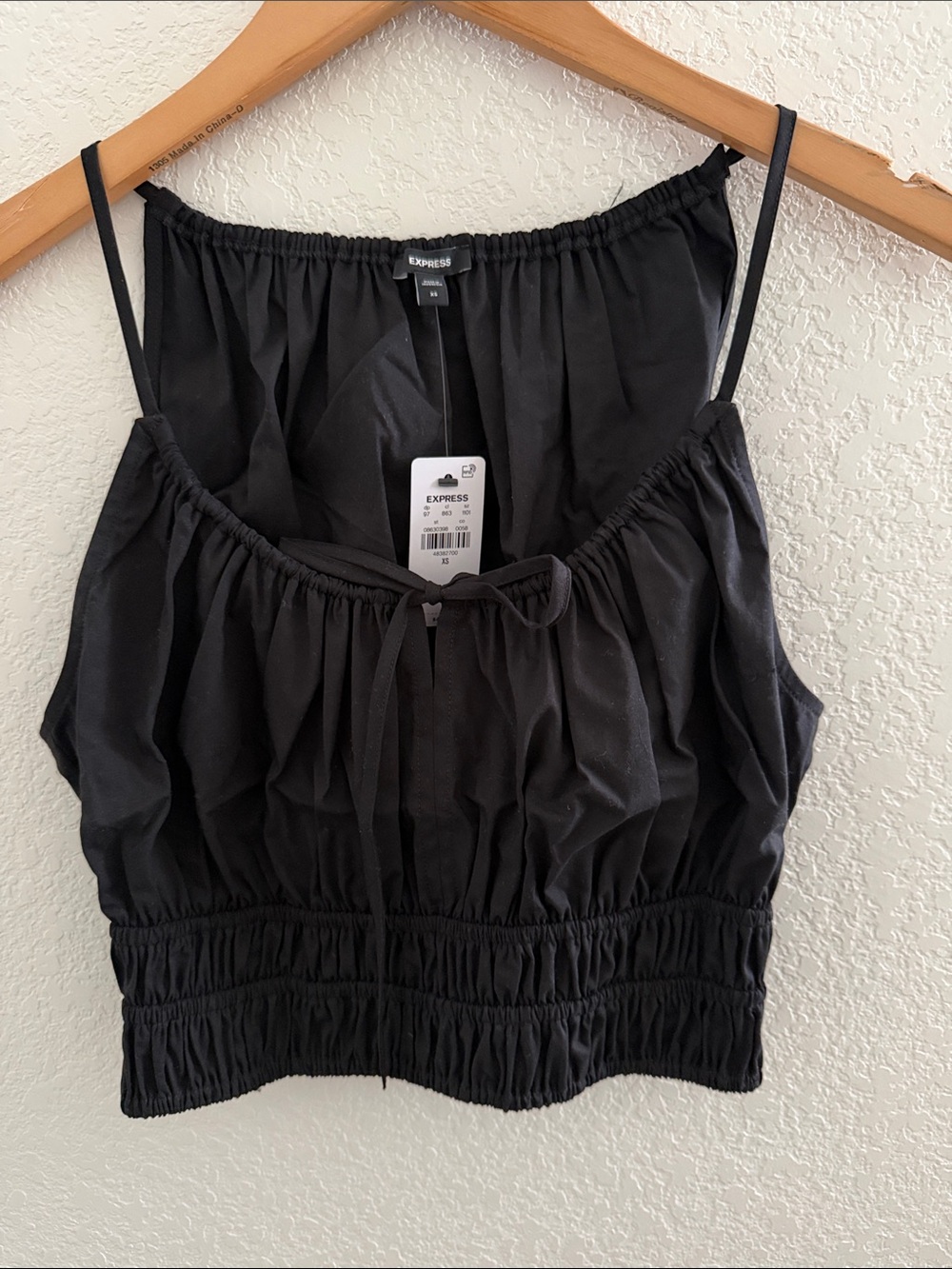 Express Black Smocked Waist Cami Scoop Neck